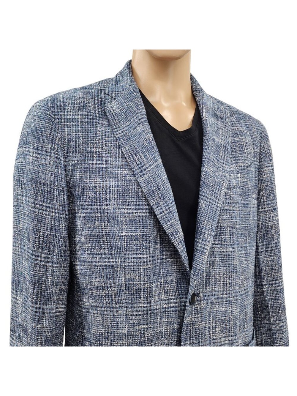 Nordstrom Signature Blue Textured Blazer Jacket 42L Cotton Acrylic Blend